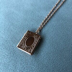 Book Pendant ~ Rose Gold Tone Adjustable Necklace ~ Brand New
